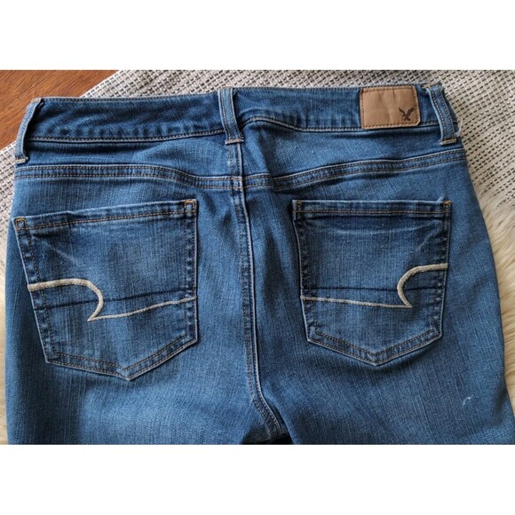 American Eagle Super Stretch Denim Jeans 10 Blue Mid Rise Skinny Medium Wash - Picture 8 of 9
